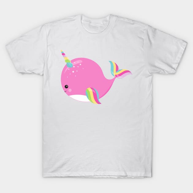 Unicorn Whale, Cute Whale, Baby Whale, Pink Whale T-Shirt by Jelena Dunčević